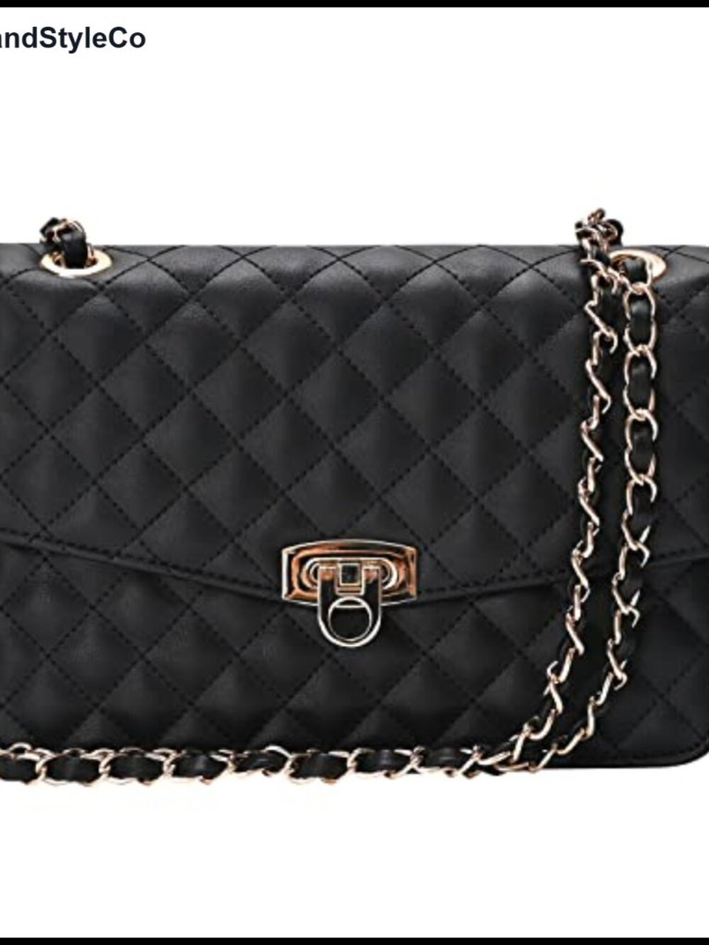 Quilted Medium Shoulder Crossbody Bag Vegan Leather Chain Strap